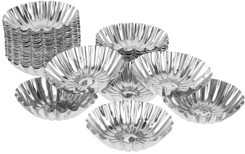 Lurrose Moules à Tartelettes en Acier Inoxydable 430 Moules à Tarte Multi-facettes 50 Pièces et Cupcake Antiadhésifs pour Pâtisserie Maison et Professionnelle