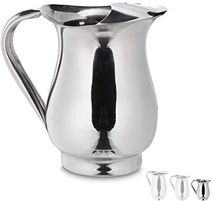 Relaxdays Jarra Acero Inoxidable de 1 Litro para Servir Leche, Agua, Té, Café, Salsas, Apta Lavavajillas, Plateado