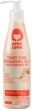 Afro Love Tight Curl Hydrating Lockengel - Frizz Control Leinsamen-Haargel ohne Alkohol, Parabene, Silikone 290ml
