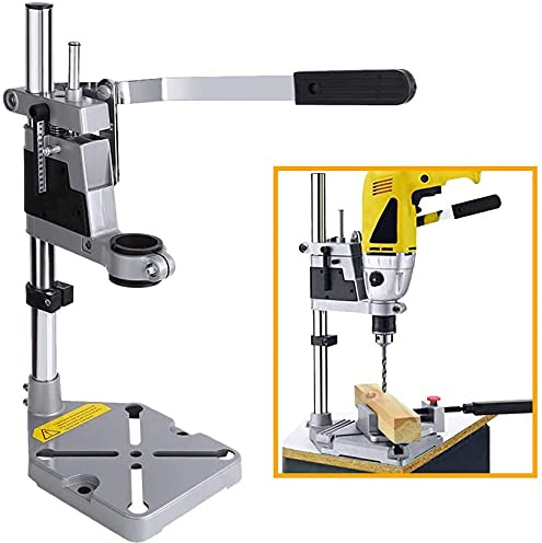 Drill Stand for Hand Drill, Universal Adjustable Drill Press Clamp, Heavy Duty Drill Press Holder Workbench Repair Tool Bench Clamp Support Tool with Single Hole Aluminum Base