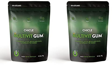 WUGUM - Chicle Multivit ES - Chicle funiconal multivitaminas - Efecto antioxidante - Protege el sistema inmunitario - Ideal para peridodos de abstemia primaveral e invernal - Contiene 10 chicles