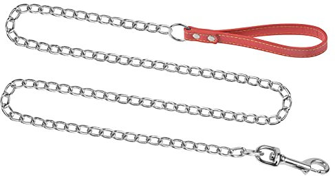 Guinzaglio per Cani con Manico Imbottito, Guinzaglio per Catena a Prova di Masticazione, Guinzaglio Catena per Cani resistente, Catena in metallo per cani di Taglia Piccola, Media (180cm)