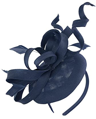 Caprilite Pillbox Sinamay Haarreif mit Wirbelschlaufe, Fascinator für Damen, Hochzeit, Ascot Rennen, navy, 1 count (Pack of 1)
