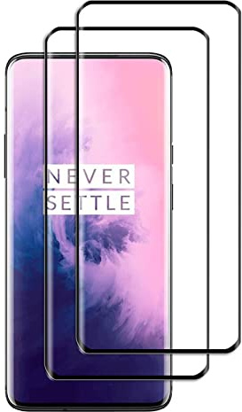 Protector de Pantalla para Oneplus 7T Pro/Oneplus 7 Pro [2 Unidades] Vidrio Templado, Borde Curvo 3D, Cobertura Total Película Templada, Dureza 9H, Antiarañazos, Sin Burbujas, HD Vidrio Templado