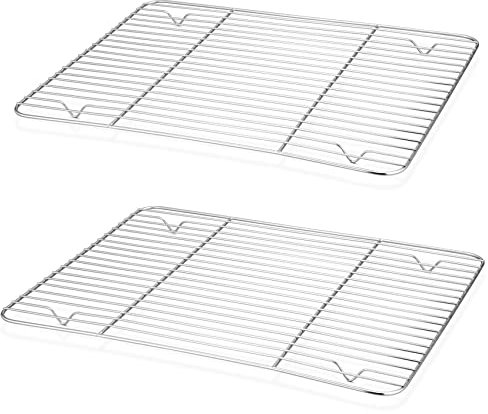 Cooling Rack for Baking, Onader Stainless Steel Metal Wire Grill Racks Fit Large Baking Tray, Set of 2 Perfect for Oven Roasting Grilling Cooking Drying, Heavy Duty & Dishwasher Safe, 38.7x28.3x1.5cm