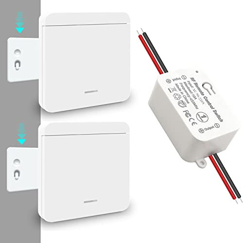 Tedeligo Kit interrupteur sans fil, émetteur radio RF 433 MHz interrupteur mural récepteur sans fil AC 220 V 230 V jusqu'à 100 mètres télécommande pour lumières (2 interrupteurs 1 récepteur)