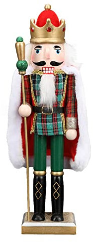 Roadtime Christmas Nutcracker Ornament, 38cm Premium Wood Puppet Nutcracker, Classic Traditional Xmas Decorations (King)