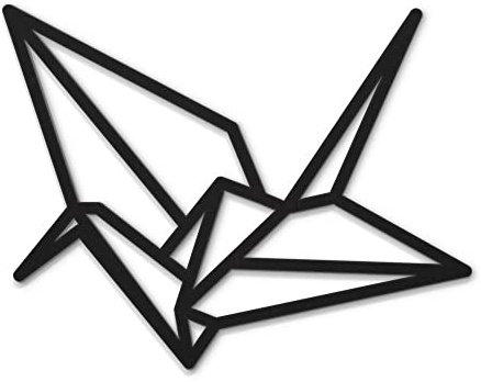 Beautiwall Origami fågel modern väggdekoration metall svart – belagd väggdekoration metallbilder – vardagsrum badrum sovrum väggdekoration metalldekoration – inklusive självhäftande remsor