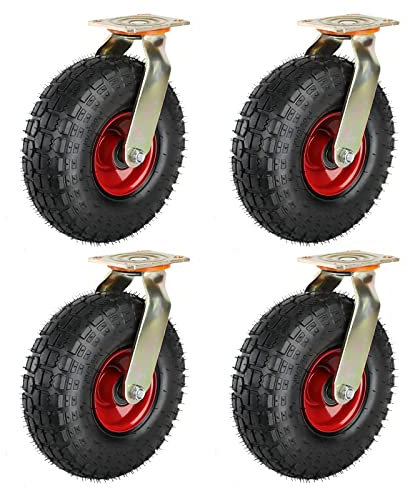 Lenkrolle Luftrad 200mm/250mm（4er-Packung）Schwerlast Vakuumrollen - Radkörper Aus Gummi, Für Gewerbliche/industrielle Anwendungen Doppelkugellager Luftbereift, Tragkraft 300kg ( Size : Ø 250mm/10in )