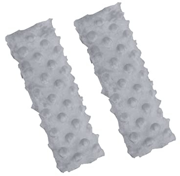 Balbina 2 Stück Gurtpolster Auto, Schulterpolster Erwachsene Kinder, Babyschale einsetzbar als Schoner für Kinderwagen Rucksäcke, Minky-Stoff, universal 7 x 21 cm, Hellgrau