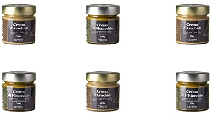 Creme spalmabili pistacchio nocciola crema d'arachidi (confezione da sei pezzi) offerta box (3xArachidi+Pistacchio(Box2 45%))