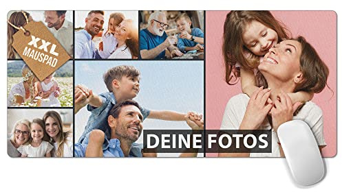 Print Royal PR Großes Mousepad mit Foto - Fotocollage mit 7 Fotos selbst gestalten - XXL Mousepad personalisiert, Geschenke für Freund und Gamer | Schreibtischunterlagen, 900 x 400 mm