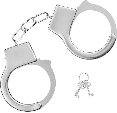Balinco Polizei Handschellen Metall inkl. Schlüssel, Kostüm Zubehör Polizist, Karneval Accessoire, Halloween, Mottoparty, Karneval & Fasching Zubehör