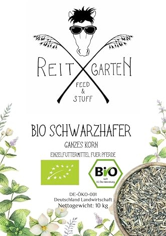 Reitgarten´s Bio Schwarzhafer ganzes Korn 10 kg Pferd Futter Kraftfutter Hafer Pferdefutter Organic