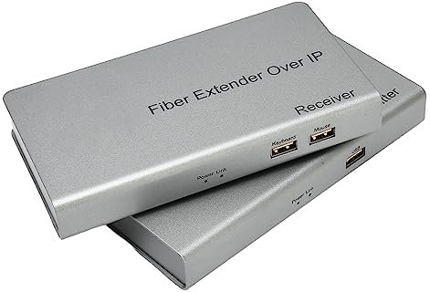 Extensor HDMI, Extensor HDMI sobre Cable de Fibra óptica 12.4 Millas 20 Km, Adaptador de Extensión HDMI 1080P para Jugadores Consolas de Juegos PC a Monitores Pantallas TV (Enchufe de la UE)