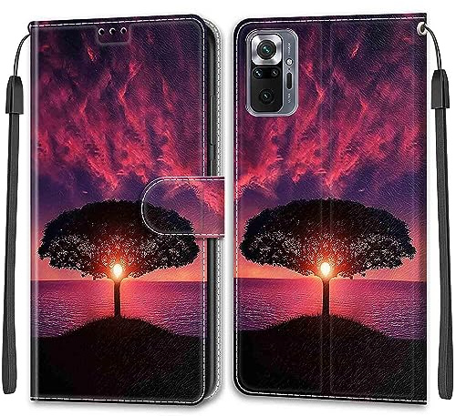 TOMYOU Handyhülle für Xiaomi Redmi Note 10 Pro Hülle, Sonnenuntergang | Standfunktion, Kartenfach, Magnetisch, Stoßfeste Schutzhülle, Flip Leder, Klapphülle
