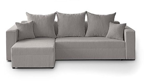 Mars Meble L-förmiges Lounge-Ecke Hamlet L-Form Corner Sofa aus Cordstoff universelle Schlafsofa inkl. Schlaffunktion Bettkasten, Farbe: Cappucino