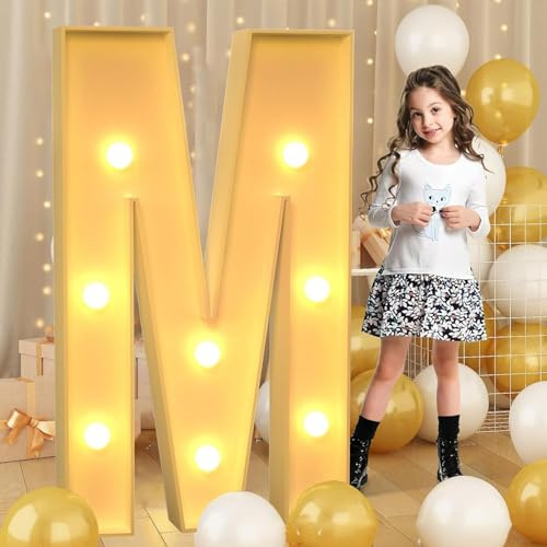Syibelters Letra M gigante luminosa de LED de 100 cm, panel luminoso en mosaico para carpa, letras LED para San Valentín, cumpleaños, Navidad, Año Nuevo