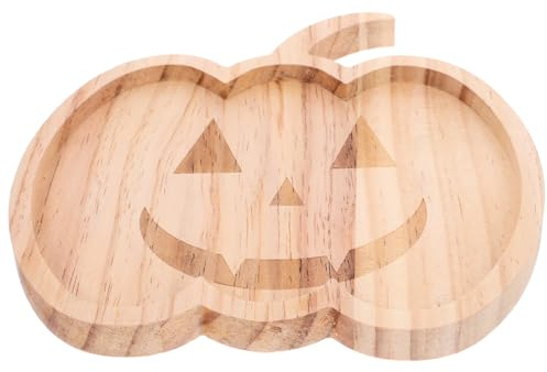 Cabilock Halloween Pumpkin Serving Tray, Wooden Charcuterie Board, 18 cm | Pumpkin-shaped wooden serving tray for Halloween snacks, cheese, fruit, pastries and coordinated seasonal table displays
