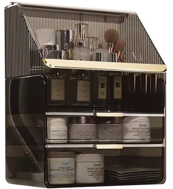Keyacht Make Up Organizer mit Deckel Staubdicht Kosmetik Beauty Organizer Kosmetische Multifunktion Schminktisch Organizer Aufbewahrungsbox für Dresser Badezimmer