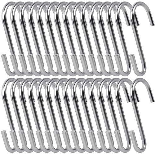 30 ganchos en S resistentes, ganchos de acero inoxidable en forma de S para colgar, ganchos duraderos de jardín para colgar utensilios de cocina, taller, ganchos grandes en S de 12,5 cm