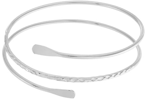 SSKHE Moda Brazo Abierto Superior brazalete, Brazalete mujeres en Espiral, Joyería minimalista para brazalete (Plateado)