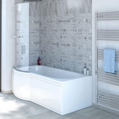 Badewanne SKALI 167,5cm links + Duschkabine + Wannenschürze + Ablaufgarnitur + Wannenfüße