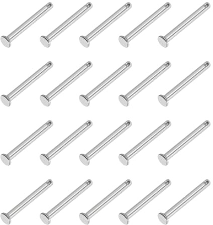 PATIKIL 20 Stück 35mm Lange Steckbolzen 4mm Durch. Flachkopf Edelstahl Bolzen mit Loch 1,7mm Durch. Einlocher Sicherungsbolzen für Industrie Maschinenbau Anhänger Scharnier Möbel, Silber
