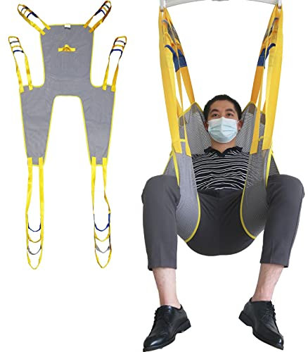 Patientenlifting-Schlinge, Kopf- und Rückenstütze, Toilettenlifting-Schlinge, Toilettentransfer-Schlinge, Geteilte Beine mit Toilettenöffnung, 6 Gurte, Hebeschlinge, mittel (L),L