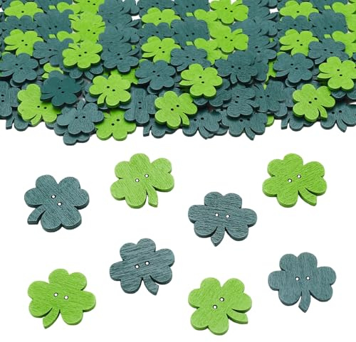 ParPix 50 Stück Holz Konfetti Kleeblatt Deko, Grün Glücksklee Streudeko, St Patricks Day Deko Confetti, Kleeblatt Glücksbringer Streudeko, Kleeblatt Geburtstag Tischdeko, Silvester Kleeblatt Streudeko