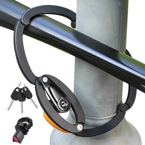 Candado plegable para bicicletas, combinación de 4 dígitos, candado seguro para bicicletas con soporte, 3 llaves, protector resistente para motocicleta, scooter, garaje
