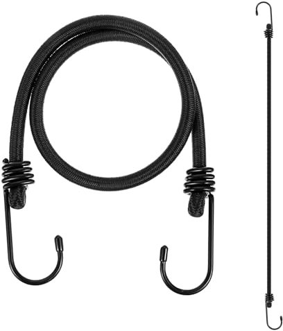 Oruola 2 Pcs Bungees Cords with Hooks,Small Bungee Cords,60 CM Long Bungee Cord with Hooks,Black Bungees Cord for Luggage,Camping,Tarps,Bike Rack,Outdoor Tent,Weatherproof