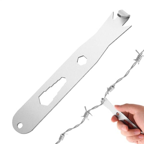 Herramienta de tensión de alambre de valla, herramientas de valla para alambre de barba, fijación de cables, herramienta multifuncional para valla de alambre con agujeros hexagonales para vigas de