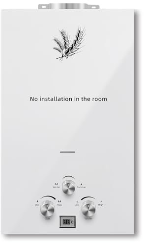 Furvveerr Scaldabagno a Gas 18LPM, Scaldabagno Gas GPL 36KW,18L di Petrolio Liquefatto,Uscita Dell'acqua Calda 18L/min