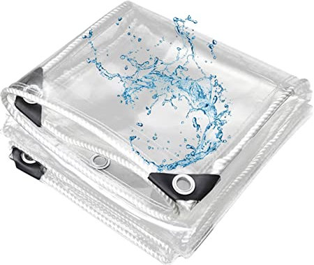 Lona transparente transparente de 2,5 x 2,5 m con ojales, lona gruesa e impermeable para camping, plantas, invernadero, coches, patio y cubierta de pabellón