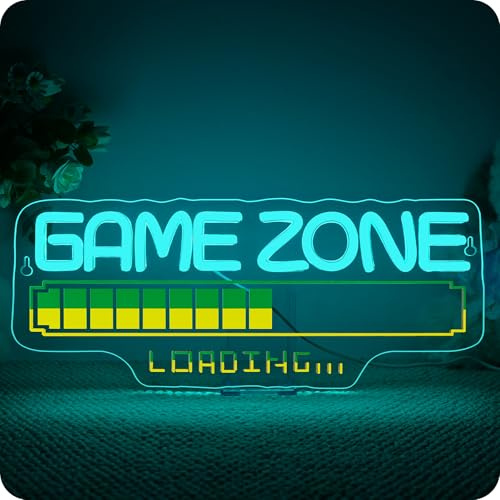 Horseneon Game Zone Neon Schild Gaming Zone Neonlicht Schriftzug Gaming Neon Sign Gaming Led Schild Gaming Deko Zimmer USB Letter Game Neon Licht ür Spielraum,Spiel Zone,Mann Höhle,Geschenke für Gamer