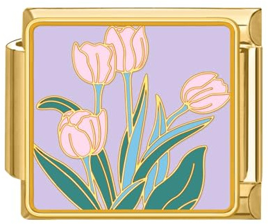 papasgix Italian Charm Bracelet Charms Gold Blumen Module für 9mm Charm Bracelets DIY Italian Style Charms für Damen Italienisches Charm Armband Zubehör Geschenk Gold Blau