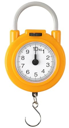 Zeigerschnellwaage, 10 kg Manuelle Gepäckwaage Federwaage Federzugwaage mit Gepäckhaken Hängewaage (YELLOW)