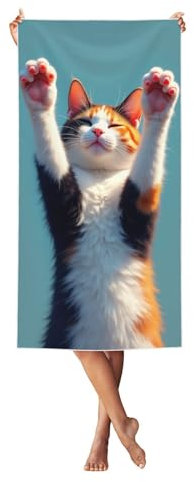 SMAZDFXX Cute Cat Paws Up Sandproof Large Towels Pool 27X55 in Towel Beach Bath Quick Dry for Wimming Sports Gym Absorbent Travel Pool Camping