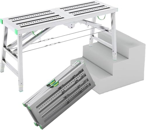Andamio Plegable Multiusos con 5 Marchas, Altura Ajustable, 15,7 Pulgadas de Ancho, escale