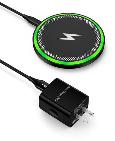 Wireless Charger Samsung S26, 15W Android Wire Less Charging Pad for Galaxy S25 Ultra S25+ S24, Fast Charging Station with Block for Google Pixel 10 Pro XL/9a Android iPhone 17 16 Cargador inalámbrico