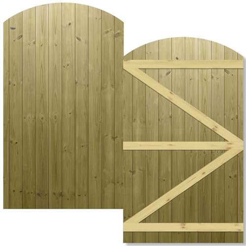 Arch Top Garden Gate 6x3.5ft (H: 6ft x W: 3.5ft) Semi-Braced Tongue & Groove Handmade Wooden Side Entry Pressure Treated Pedestrian - Ideal Home Pathway/Walkway Access Height: 1800mm x Width: 1050mm