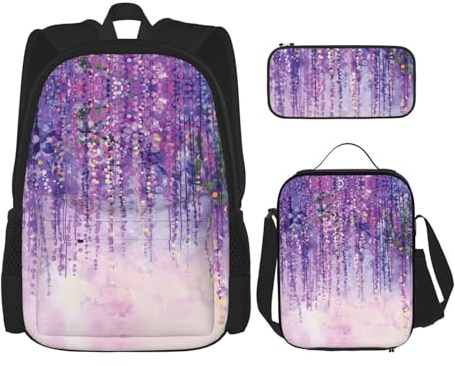 RRhgipp Floral Ivy Blossoms Treeschool Backpack Boys Teens Bookbag Travel Daypack Kids Girls Lunch Bag Pencil Case Bookbag