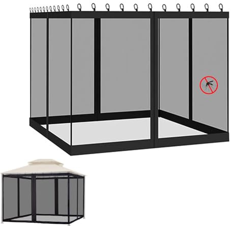 Replacement Mosquito Net Curtains for 3x3m Gazebo 4 Panel Fly Mesh Screen Side Walls No Gap Design for Garden Patio Pergola – Brown (10' x 10')