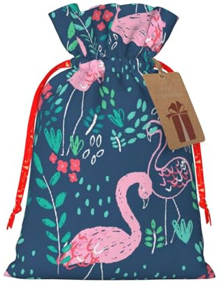 Bolsas de regalo de Navidad con estampado de cisne floral, con cordón, saco festivo, Navidad, cumpleaños, fiesta, embalaje de regalo