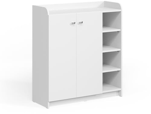 Vicco Schuhschrank Moritz, Weiß, 83 x 91.4 cm | mit 2 Türen, zur Aufbewahrung und Organisation von Schuhen im Flur