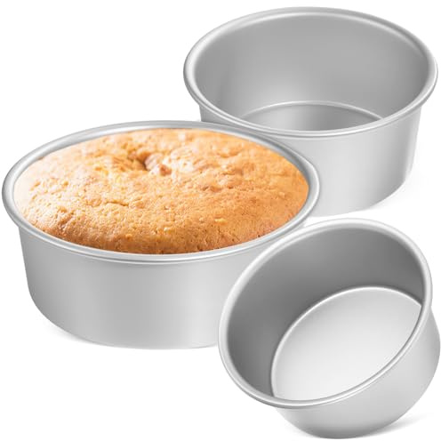 BESPORTBLE Set da 3 Stampi Rotondi per Torta in Alluminio Dissipazione del Calore e Materiali Sicuri, per Pasticceria e Dolci Fatti in Casa