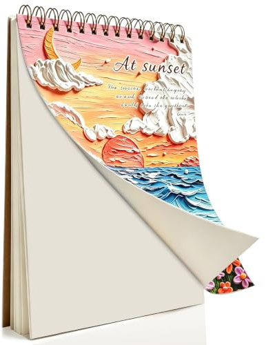 Skizzenbuch A4, 60 Blatt Zeichenblock A4, 160 g/m² Malblock Din mit Hardcover und Spiralbindung Malblock Skizzenblock zum Zeichnen, Illustrationen Portraits, Ideal für Studenten Künstler (Weiß2)