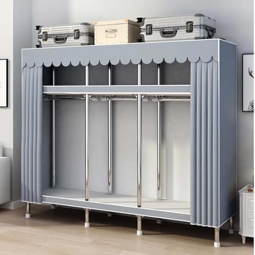 Bärbar tyggarderob för sovrum 160 x 45 x 170 cm dukförvaring med hängande skena platsbesparande snygg garderobslösning enkel montering idealisk för små utrymmen