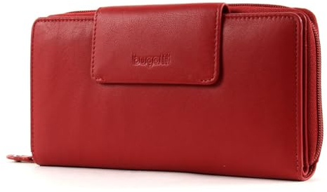 bugatti Vertice großes Damen Portemonnaie aus Leder, mit Münzfach, rot